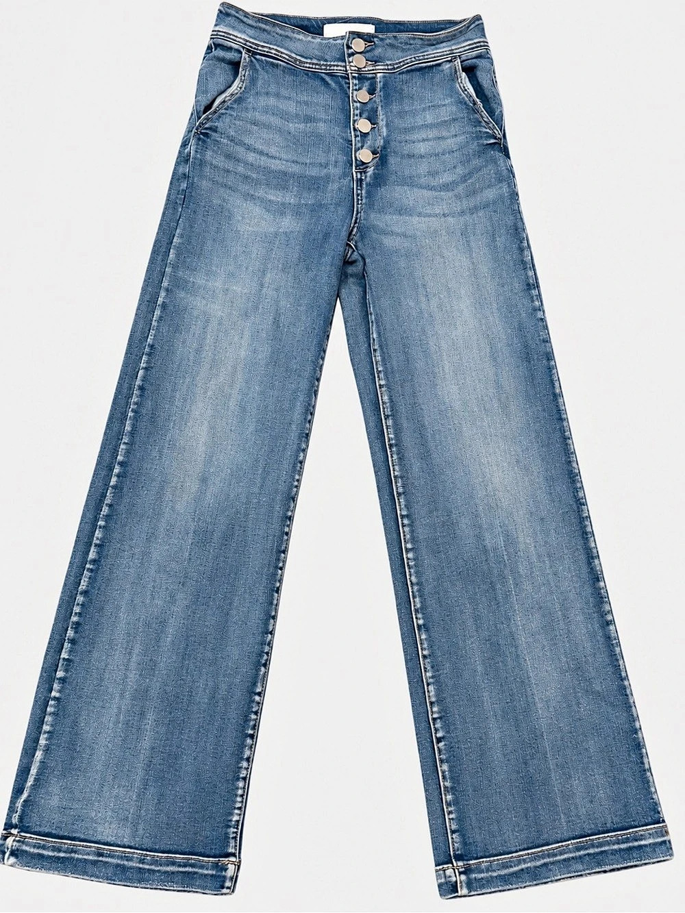 Risen Wide Leg Jeans in Blue